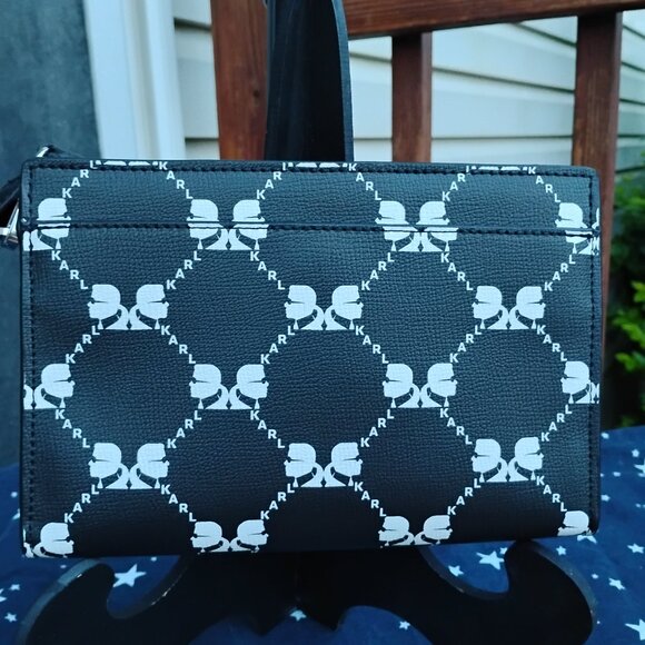 KARL LAGERFELD PARIS Maybelle Logo Crossbody Bag Black/White - Picture 3 of 5